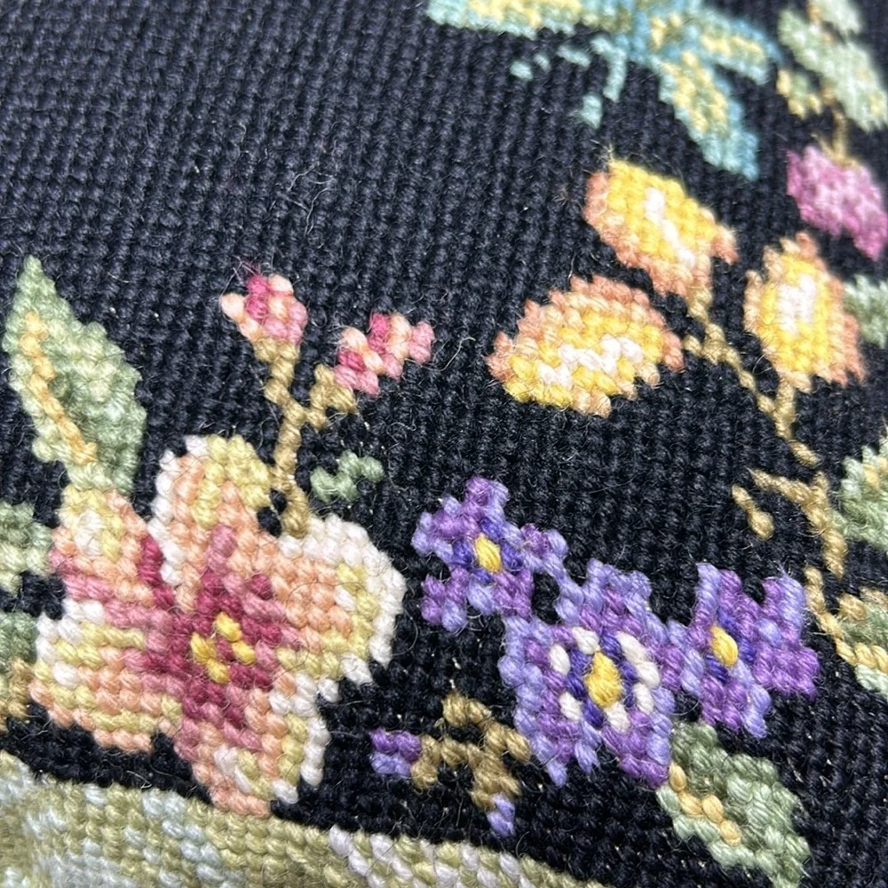Grannycore accent pillows 11”x11” NWT embroidered butterflies floral print nwt